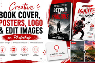 do creative book cover, posters, logo and edit images on photoshop
