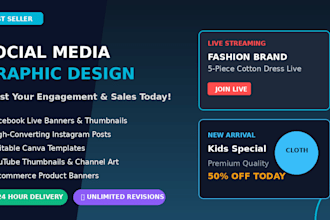 design attractive facebook live banners and social media post templates
