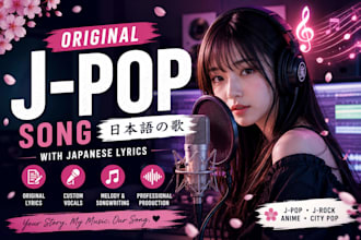 write jpop and jrock songs with japanese lyrics custom vocals and anime vocals