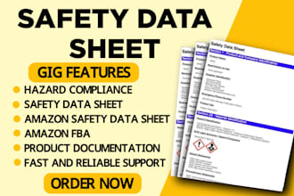 prepare safety data sheet, amazon hamzat compliance, product documentation, fba