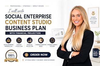write social enterprise content studio business plan  with financial projection