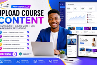 upload course content create course video course lms online course development