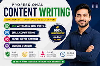 write SEO articles blog posts email copy socialmedia content