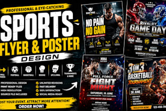 design gym poster, fitness flyer poster, sports poster, boxing poster