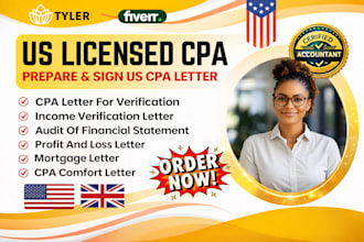 sign US CPA letter income verification financial statement and CPA letter