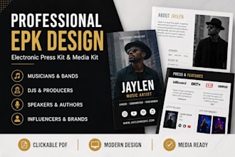 design a professional epk media kit clickable press kit