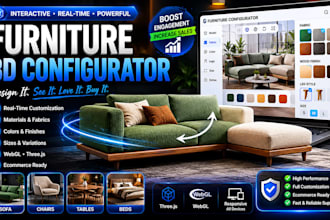 create a furniture 3d configurator for ecommerce website using three js