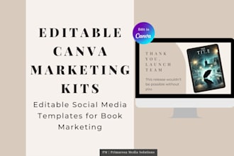 provide editable canva marketing kits for book promotion