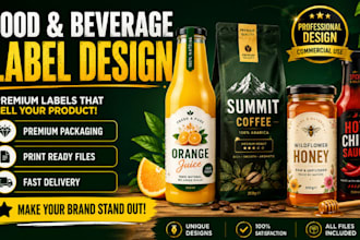 design a stunning food and beverage label for your small business brand