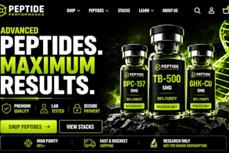 design peptide shopify store biohacking peptide website healthtech peptide store