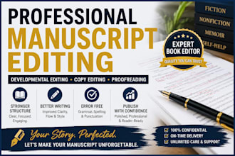 do developmental edit, proofread and copy edit your manuscript professionally