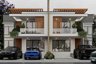 appealing 3d townhouse visual, terrace apartment cgi rendering,smart home design
