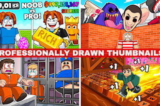 draw a professional roblox thumbnail for youtube