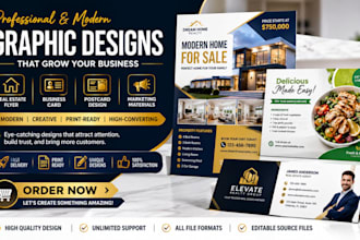 create professional postcard designs, modern business card, realtor flyer