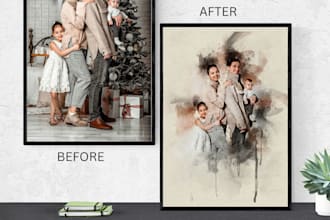 create elegant watercolor digital portraits from your photo