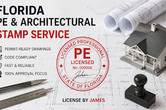 review stamp and seal your florida pe and architectural drawings for city permit