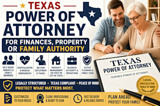 prepare texas power of attorney for finances property or family authority,