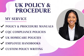 write UK homecare policy and procedure manuals for cqc compliance,uk tender bid