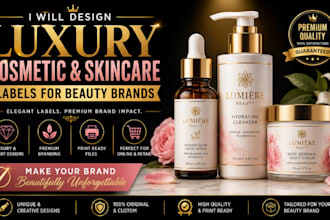 design a luxury cosmetic and skincare label for your beauty brand