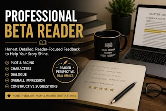 beta read your novel and provide honest reader feedback