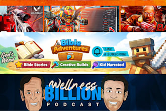 design amazing kid banner, logo, thumbnail, and channel art