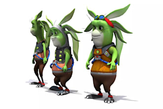 do 3d cartoon, 3d character animation, 3d pixar style in glb and gltf model