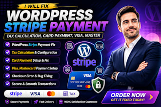 fix wordpress stripe payment, tax calculation, card payment, visa, master