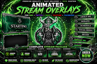 create animated twitch obs stream overlays alerts webcam and screens
