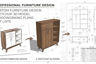design custom furniture and woodworking plans with cut list in sketchup