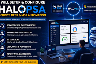 setup halopsa, ninjaone, microsoft 365, msp automation and IT service providers