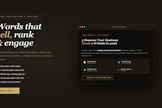 write blog posts or product descriptions in english or spain