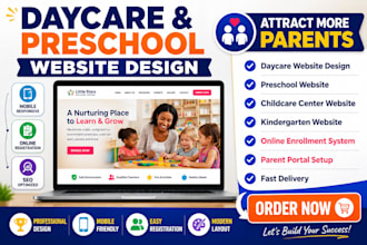 build modern daycare preschool childcare website with online registration
