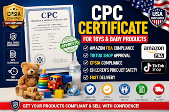 provide cpsia CPC certificate for amazon toys and baby products