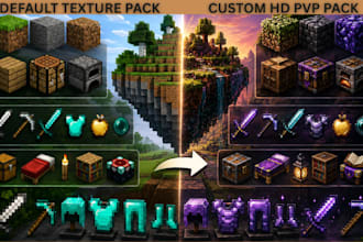 design custom minecraft texture packs, pvp resource packs and pixel art assets