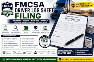 organize and review fmcsa driver log sheets and hos compliance records