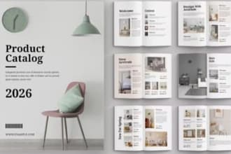 design a modern furniture catalog, product brochure, and lookbook for furniture