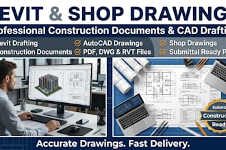 shop drawing, construction document, revit drafting, submittal drawing service
