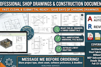 shop drawing, construction document, revit drafting, submittal drawing service