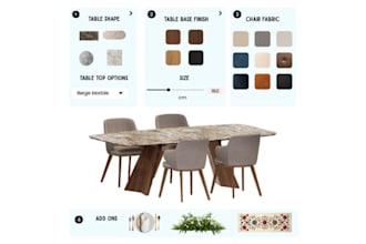 setup 2d 3d product configure, sofa, chair, table, furniture in kickflip, zakeke