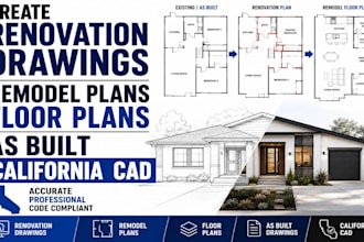 create renovation drawings, remodel plans, floor plans, as built california cad