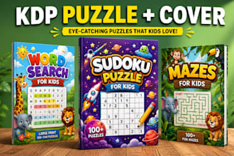 design kids word search puzzle book, crossword sudoku maze book for amazon kdp