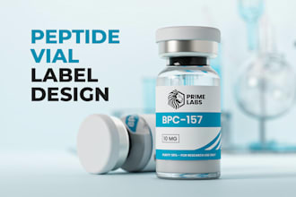 create professional peptide vial label design and 3d mockups