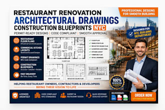 create restaurant renovation architectural drawing construction blueprint ny