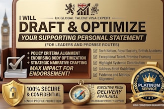 draft your UK global talent visa supporting  personal statement