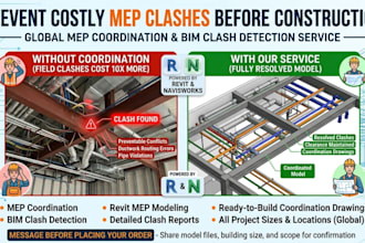 mep coordination, bim clash detection, revit mep model, mep shop drawing