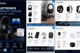 design electronics product catalog brochure for technology and gadget industry