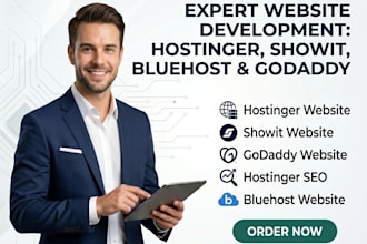 design hostinger website godaddy website bluehost website showit website