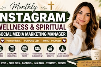 monthly instagram wellness and spiritual social media marketing manager