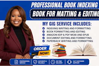 create book indexing, back of the book index creation for your book