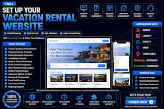 design airbnb website vacation rental website,setup lodgify hostaway guesty vrbo